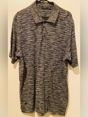 Tasso Elba Black & Gray Space-Dyed Polo